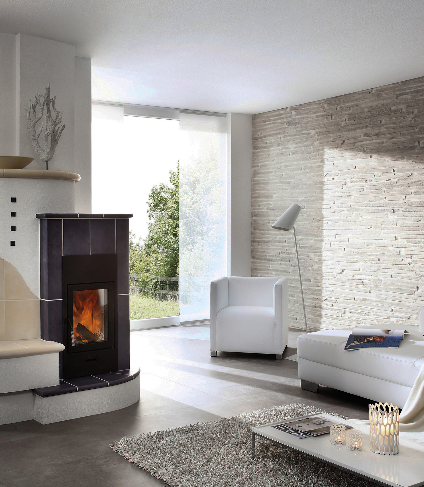 Steinoptik am Kamin