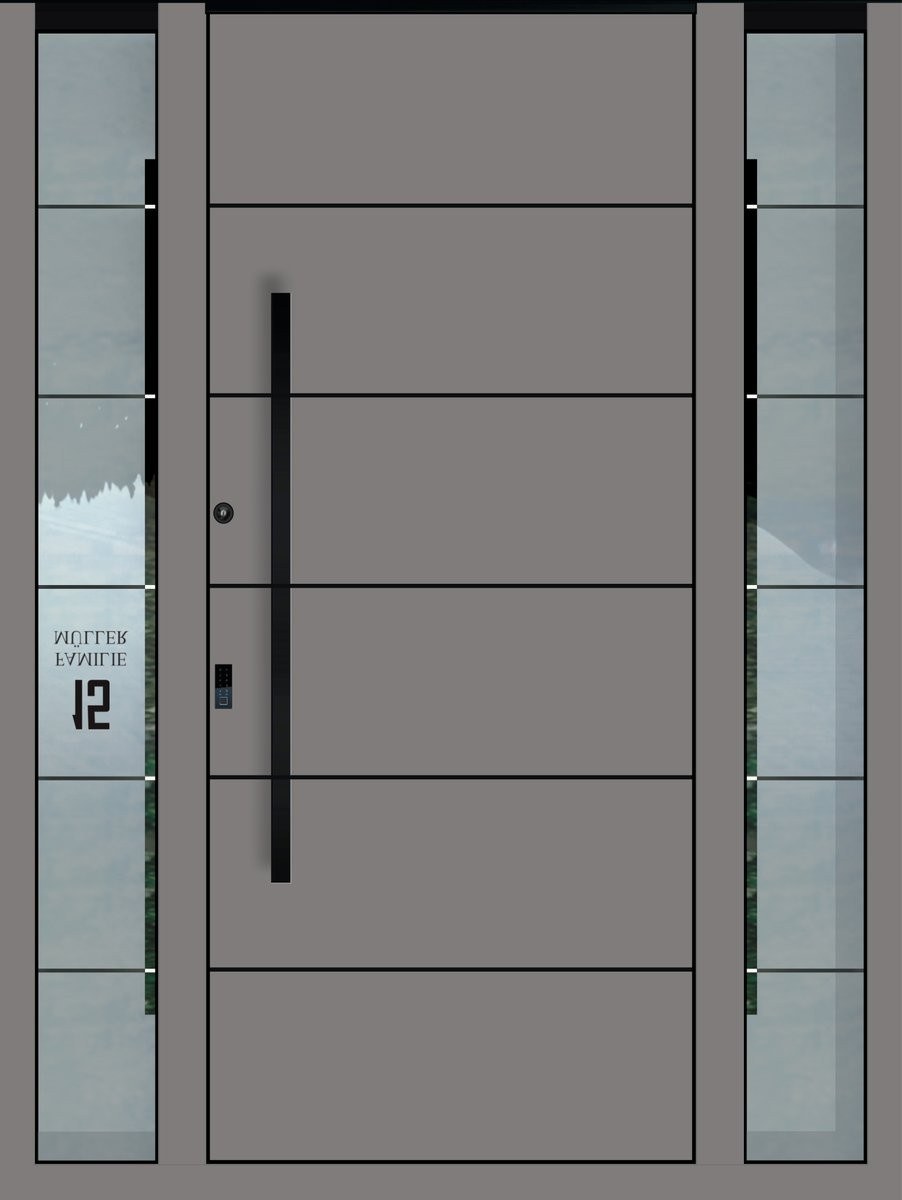 Aluminium-Haustür mit schmalem Lichtausschnitt