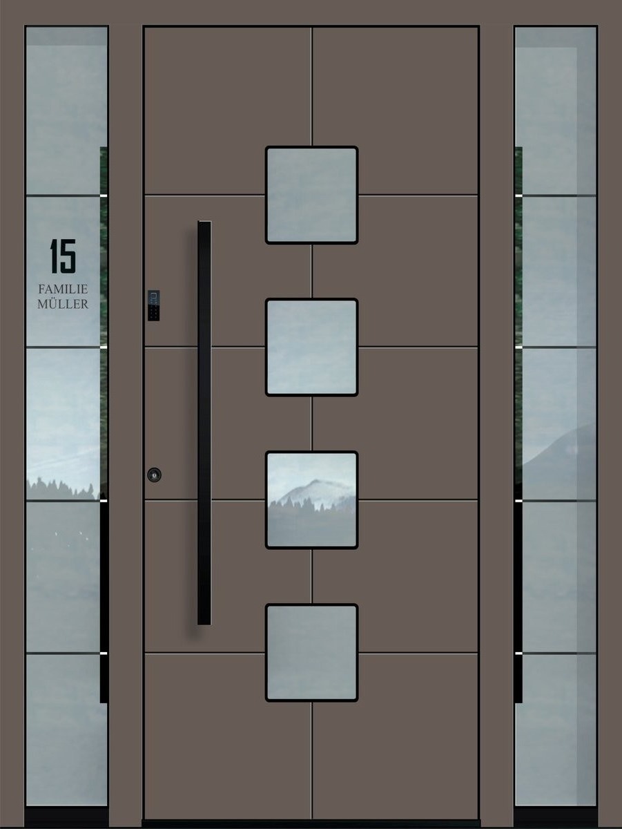 Aluminium-Haustür in dunklem Farbton