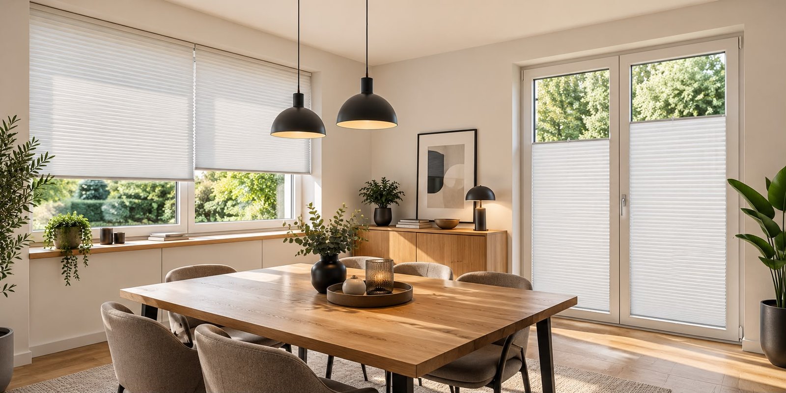 Plissee im Esszimmer