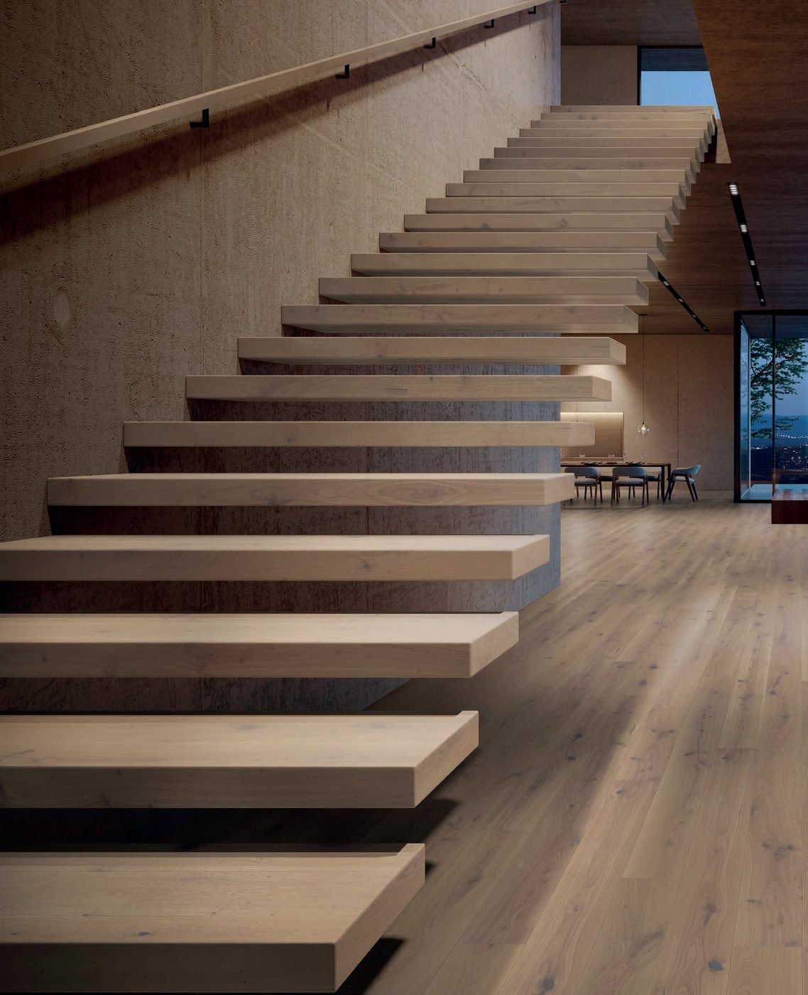 Parkett und Treppe aus einem Guss