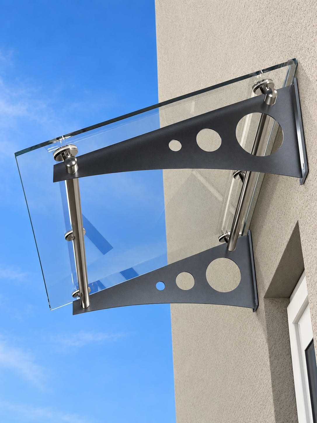 Design-Vordach mit Konsolen in Anthrazit